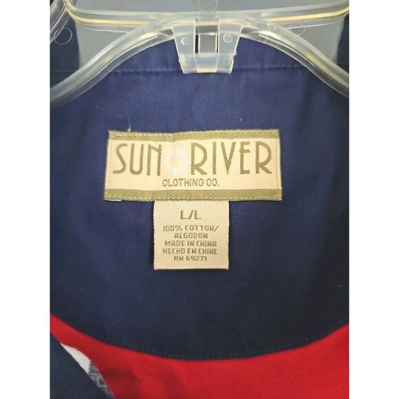 Vntg. American Flag Short Sleeve Buttons Shirt~Mens Size L~Sun River Clothing Co - Picture 2 of 11